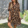Elegant Women's Loose Dresses Spring Autumn Casual Leopard Print Shirt Dress Herbst Kleider Vestido Femininos