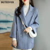 Stylish Long Sleeve Loose Pockets Women Woolen Jacket Autumn Winter Elegant Lapel Thick Female Jackets
