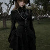 Japanese Gothic Style Lolita Dress Women Dark Bow Lace Ruffle Long Sleeves Slim Shirt Dress Vintage Y2k Party Mini Dress Cosplay