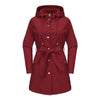 Spring Autumn Hooded Water-repellent Jacket with Belt Thin Casual Loose Trench Coat Women Windbreaker