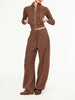 Loose Casual Two Piece Sets for Women Stand Neck Long Sleeves Short Top High Waist Pant Spliced Lace Up Set Female