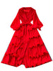 High End Party Ruffles Runway Dresses Women Lantern Sleeve Lace-up Loose Stretch Celebrity Beautiful Long Dress