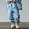 Striped Cotton Jacket Two‑piece Set Women Hooded Zip‑up Coat Wide‑leg Pants Suit Autumn Winter Daily Commute Outfit