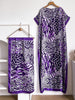 Dubai Mixed Animal Print Abaya With Matching Scarf, Boat Neck Batwing Sleeve Loose Maxi Kaftan Dress For African Muslim Women