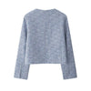 \Women's Tweed Jacket Coat Long Sleeve with Pockets Front Metal Button Chic Outerwear Female Tops