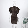 Sexy Lace See Through Party Dress Women Slim Fly Sleeve O-neck Evening Solid Dresses Female Patchwork Pleated Robe Lady