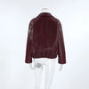 Wine Red Faux Leather Jakcet Outerwear Thicken Zipper Lapel Pu Coats Autumn Winter Streetwear Ladies Tops Women