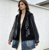 Splicing Plaid Denim Blazer Women's Heavy Industry Belt Design Loose Fake Two Pieces Casual Jacket Top