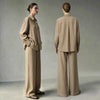 Minimalist Women Stripe Shirt Autumn Lapel Concealed Placket Loose Wide Leg Pants Casual Trousers Separate 12623109