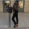 Woman Vintage Brown Lace Up Pu Leather Jacket Slim Fit Lapel Collar Long Sleeved Short Coats Fall Lady Chic Outfits