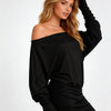 Autumn Girl Off Shoulder Pullover Women's Clothing Solid Color Long Sleeved Loose Casual Slim Pleated Hug Hips Short Dress