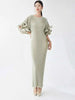 Elegant Pleated Long Dress For Women O-neck Flare Sleeves High Waist Solid Color Dresses Spring Clothing 2Z2387