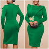 Women White Church Dresses Elegant Bodycon O Neck Ruffles Appliques High Waist Christmas Cocktail Party Nightclubs Holiday Gowns
