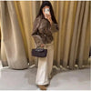 Vintage Grid Women's Windbreaker Double-Breasted Lace-Up Turn-Down Collar Full Sleeve Casual Coat Autumn Chic Female Jacket
