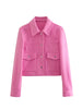 Jackets For Womens Autumn Solid Front Pockets Button Long Sleeve Jacket Elegant Woman Casual Outerwear Coat