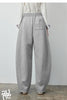 Women's Soft Cotton Curved Leg Long Pants Fall High Waist Drawstring Loose Wide Leg Pear Shape Friendly