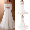 Women's Sexy Off Shoulder Lace Maxi Evening Gown Lantern Sleeve High Waist Women Dress Flowy Hem White Elegant Long Dress