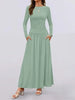 Autumn Women Long Sleeve Maxi Dress Comfortable Fit Ruched Detail Multi Color for Casual Everyday Wear