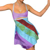 Women’s Casual Sweet Suspender A-line Dress Contrast Color U-neck Hollow Short Dress