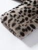 O-neck Leopard Short Faux Fur Coats Women Full Sleeve Button Waist Cinching Autumn Winter Jacket Designer Outerwears