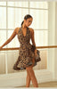 Adult Latin Dance Dress Clothes Leopard Dress for Women Sexy Rumba Cha Cha Tango Dance Skirt Performance Practice Dancewear