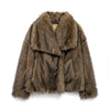 Casual Brown Thick Fur Jackets Women Long Sleeve V Neck Autumn Winter Faux Fur Coats Streetwear Outwears