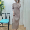 Pleated Half High Collar Batwing Sleeve Women's Dress Chic Elastic Loose Casual Famale Clothes 2DB4324
