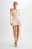 Off Shoulder Knit Sweater Dress Women Irregular Lace Up Slim Patchwork Twist Short Dresses Party Evening Elegant Dress