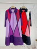 Plaid Printing Pleated Dress For Women Lapel Single Breasted Contrast Color Stitching Dresses 2R1060