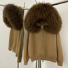 Coat Women Cardigan Natural Fox Fur Coat Women Real Mongolian Fur Knitwear Female Spring Autumn Hooded Knitted Fur Jacket