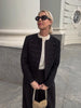 Chic Black Round Neck Napoleon Military Jacket Women Casual Full Sleeve Buttons Cropped Slim Coat Lady Daily Street Jackets