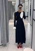 Winter Knitted Long Dress Women Elegant Casual Long Sleeved Maxi Party Dresses Autumn Chic Female Buttons Black Dresses