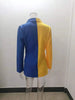 Women Chic Office Lady Double Breasted Blazer Contrast Color Patchwork Vintage Coat Long Sleeve Ladies Outerwear Tops