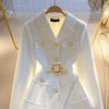 Buttons Lapel Women's Suit Jacket Spring Autumn Temperament Ladies Blazer with Belt Korean Versatile Lady Outerwear