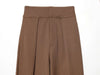 Women Wide Leg Pants Retro Dark Color Pleated Trousers High Waist Casual Work Office Straight Pants