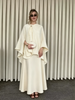 Women Beige Pleated Cape Set Loose Long Sleeved Ruffles Blouse A-line Maxi Flowy Skirt Chic Formal Evening Party Outfit