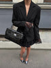 Elegant Lace Blazer Coat Women Office Lady Full Sleeve Single Breasted Jackets Autumn Black Casual Slim Coats