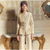Stand-Collar Satin Frog-Button Jacket Cream Tailored Long-Sleeve Silky Spring Elegant Retro Women Outerwear Blazer