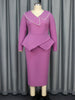 Office Women Pencil Dresses Long Sleeves Peplum Belly Cover Slim Beading Irregular Ruffles Elegant Church Date Out Gowns