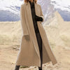 Plus Size Extra Long Woolen Coat Women, Loose Casual Wool Blend Trench Outerwear