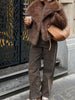 Solid Brown Fluffy Fur Jacket Women's Casual Lapel Loose Long Sleeves Thicken Warm Short Coat Winter Lady Commute Wear