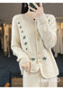 Autumn Winter Round Neck Embroidery Comfortable Ladies Sweater Coat Elegant Women Knitted Cardigan Sweater Jacket