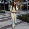 Women Jeans Straight Stripe Button Detail Jeans Female High Waist Loose Curved Wide Leg Denim Pants Vintage Casual Outfit Ladies