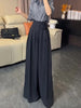 Korean Royal Sister Style Gray Suit Pants Women's High Waist Drape Strap Design Wide Leg Trousers
