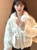 Sweet Polka Dot Parkas Women Winter Loose Casual Thicken Button Patchwork Puffy Coats Korean Fur Collar Female Outwear