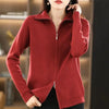Autumn Winter Long Sleeved Knitted Cardigan Woman Zipper Casual Knitting Sweater Jacket Female Knitwear Top