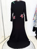 High Street Designer Party Vestido Women's Flowers Diamonds Beaded Slit Sleeve Long Maxi Dress