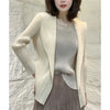 Korean Lady Long Sleeve Suit Outwear Femme Pleats Please Blazer Top Coat Autumn Women Advanced Leisure Jacket
