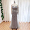 Beaded Mermaid Evening Dress for Women Elegant High Neck Long Sleeves for Women Wedding Party Gown Customized