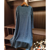 Embossed Pleated Women's Dress Spring Loose Simple Solid Color Long Sleeve Famale Clothing 2DB6616